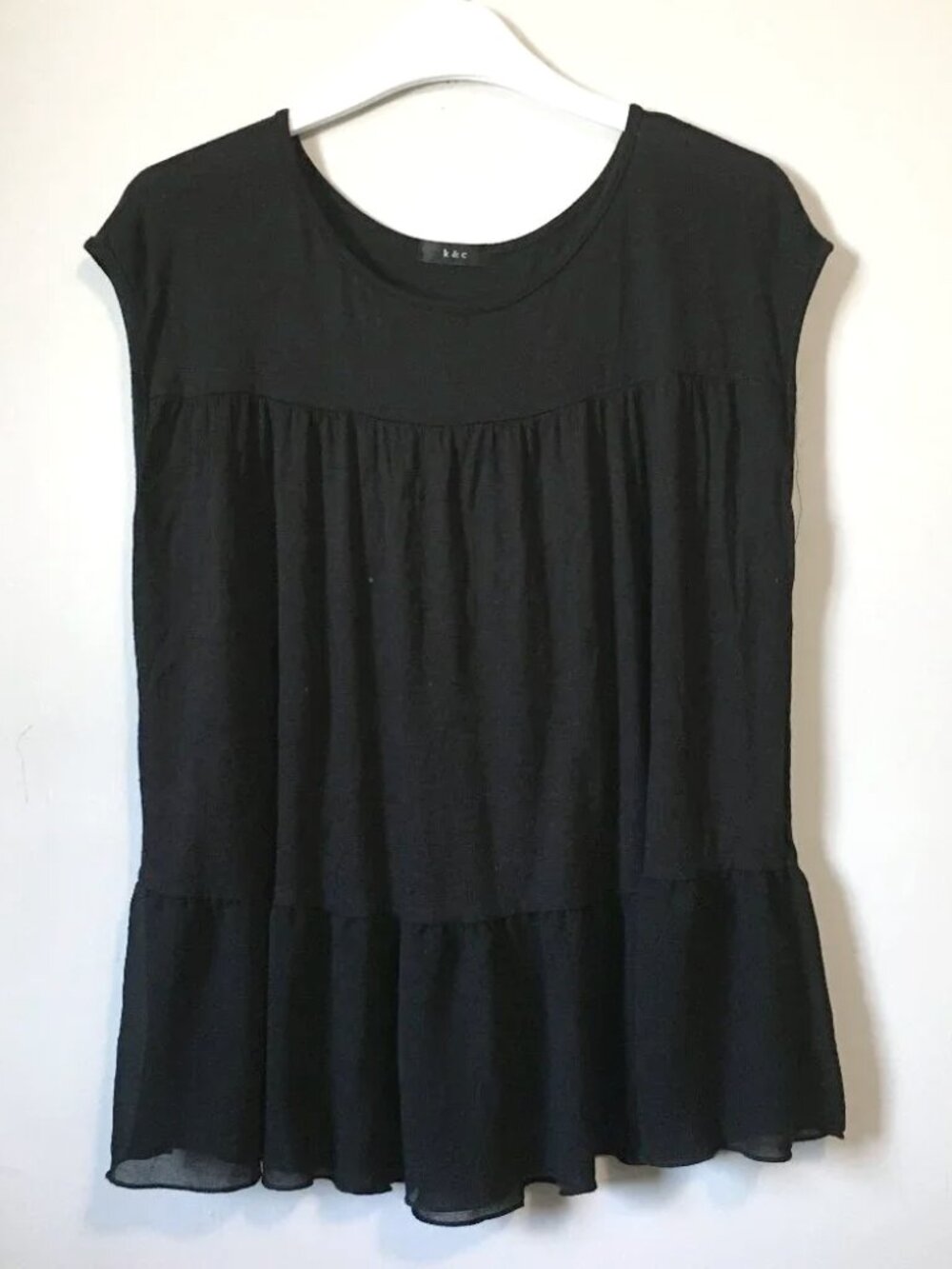 K&C Black Ruffle Babydoll Peplum Top M L Mall Goth Coquette
